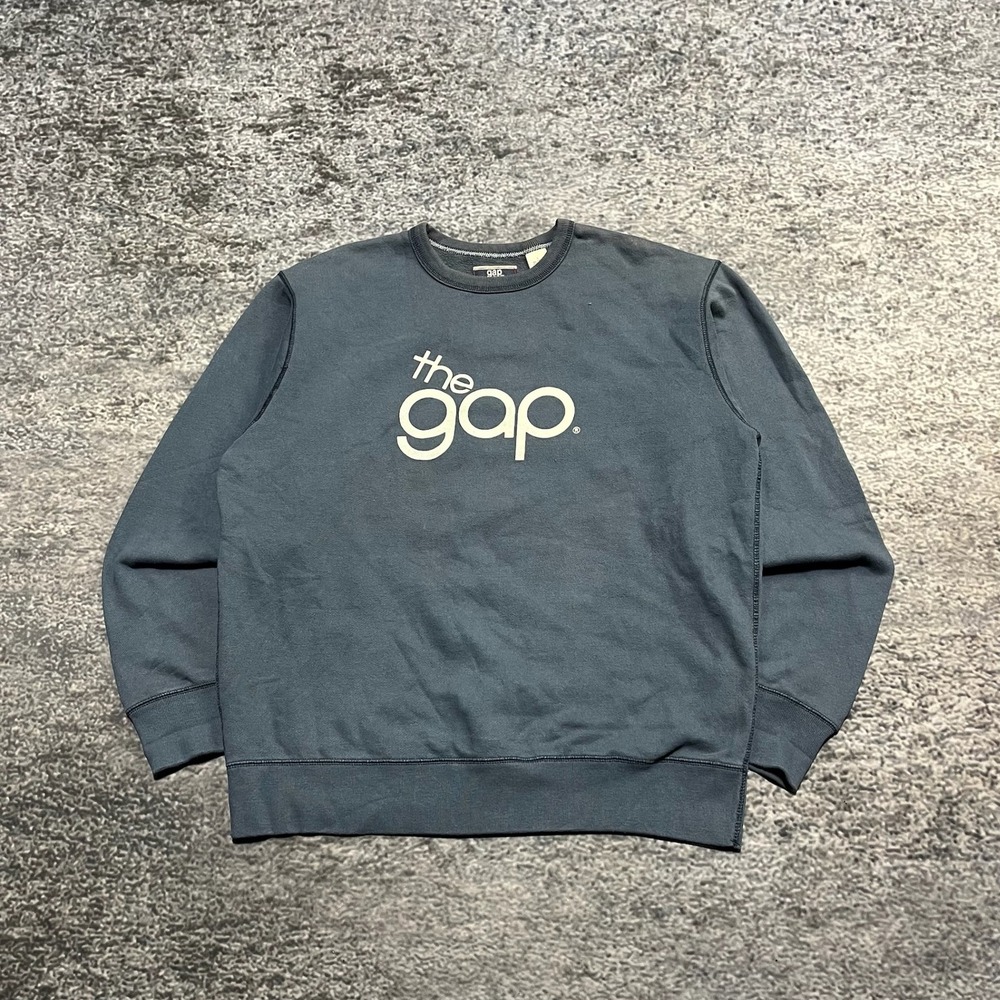 Vintage The Gap Crewneck Sweatshirt Mens Large Blue Spell‎ Out Logo Y2K